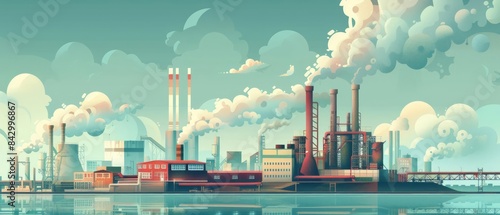 Greenhouse gas emissions depicted by a reduction in industrial and transportation pollutants photo