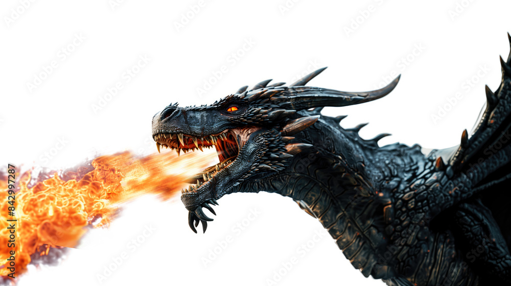 dragon spitting fire, transparent background dragon spitting fire, transparent background