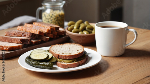 Berlin Breakfast Experience: Start Your Day with Rye Bread, Liver Sausage, Pickles, and Strong Coffee, Generative AI