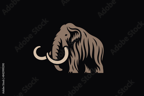 Mammoth. Beautiful modern logo. Monochrome, flat,  vector illustration	