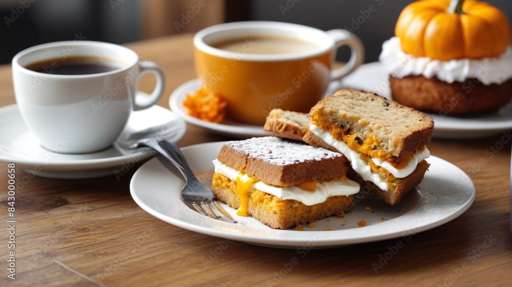 Melbourne Morning Marvel: Dive into a Melbourne Breakfast Featuring Flat White Coffee, Smashed Pumpkin on Toast, and Lamingtons for a Sweet Treat, Generative AI Melbourne Morning Marvel: Dive into a Melbourne Breakfast Featuring Flat White Coffee, Smashed Pumpkin on Toast, and Lamingtons for a Sweet Treat, Generative AI