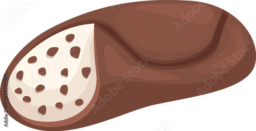 Chocolate covered cannoli filled with sweet ricotta cream and chocolate chips isolated on a white background