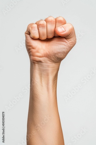 fist in the air isolated on white background