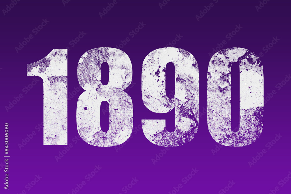 flat white grunge number of 1890 on purple background. flat white grunge number of 1890 on purple background.