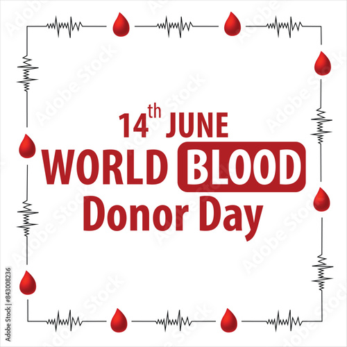 World Blood Donor Day outline heart and hand vector illustration. Blood donation awareness poster design. Hemophilia or blood cancer day concept. World Blood Donor Day vector background. Awareness