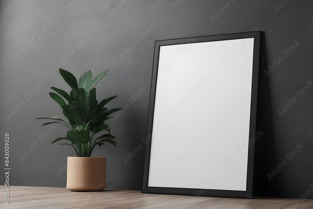 empty frame mockup with white wall and window empty frame mockup with white wall and window