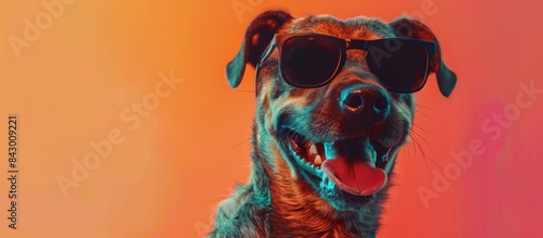 Dog wearing sunglasses with a cheeky grin