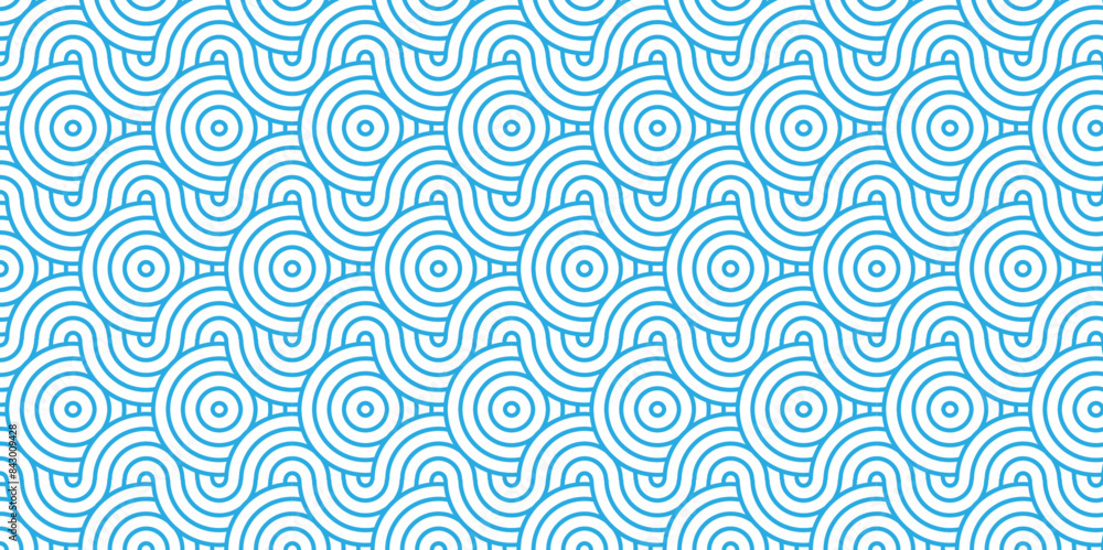 Overlapping Pattern Minimal diamond geometric waves spiral and abstract circle wave line. blue color seamless tile stripe geometric create retro square line backdrop pattern background. Overlapping Pattern Minimal diamond geometric waves spiral and abstract circle wave line. blue color seamless tile stripe geometric create retro square line backdrop pattern background.