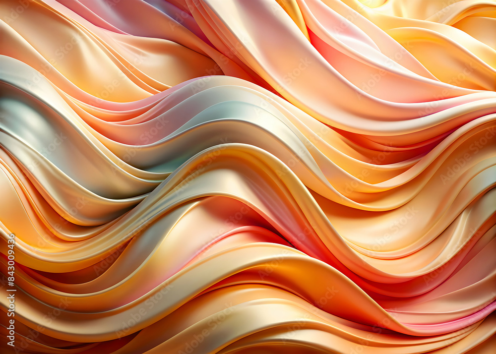 Asymmetrical Irregular Waves, Silk-Like Textures, Pastel Warm Tones Asymmetrical Irregular Waves, Silk-Like Textures, Pastel Warm Tones