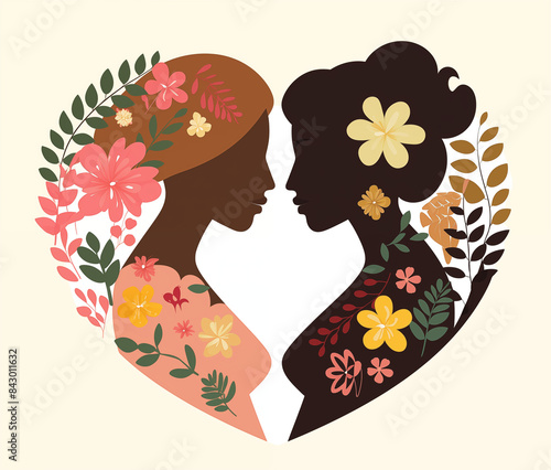 lesbian, two women in love, vintage style, LGBTQ, rainbow, pride month
