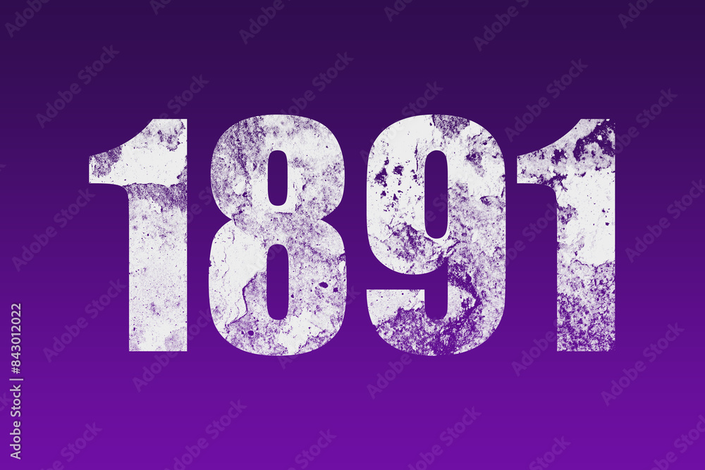 flat white grunge number of 1891 on purple background. flat white grunge number of 1891 on purple background.