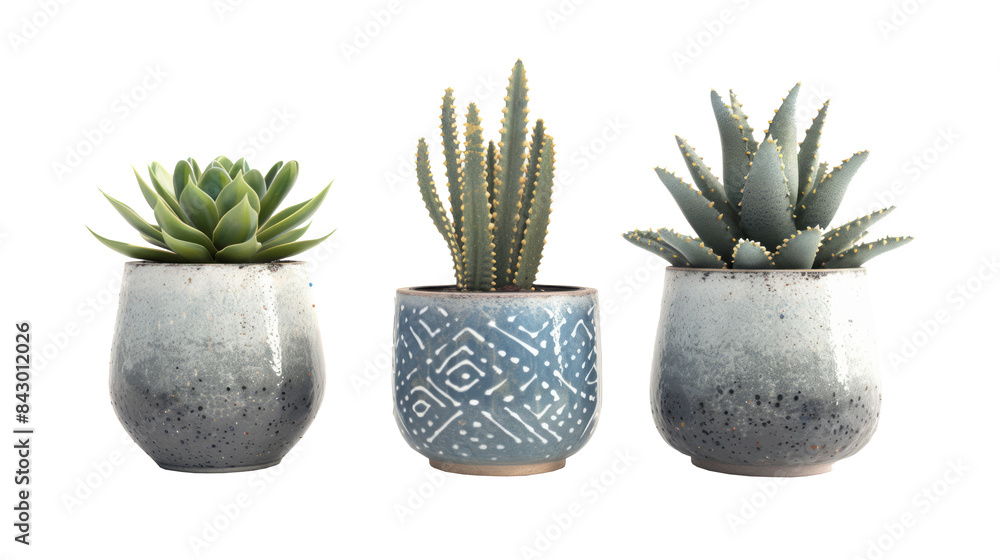 Set of three element different mixed cactus isolated on transparent background. Set of three element different mixed cactus isolated on transparent background.