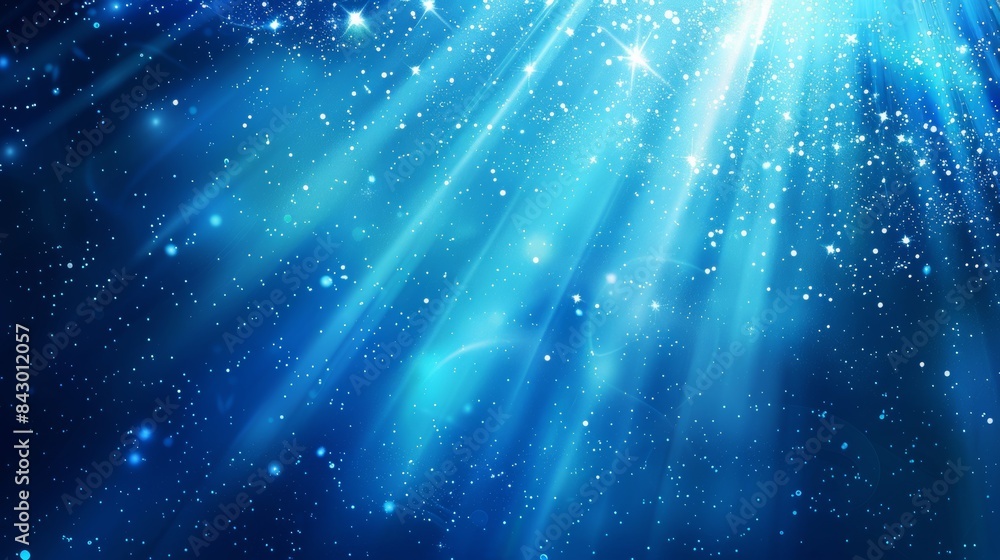 Blue Abstract Background With Light Rays and Sparkling Stars Blue Abstract Background With Light Rays and Sparkling Stars