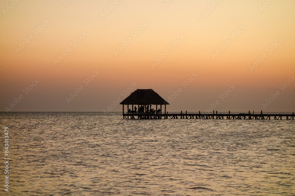 beautiful sunset over the sea on Holbox island, Quintana Roo, Mexico beautiful sunset over the sea on Holbox island, Quintana Roo, Mexico