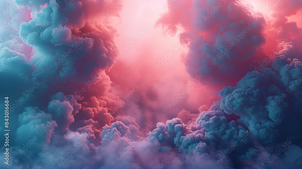 The sky is filled with clouds of different colors, including blue and pink The sky is filled with clouds of different colors, including blue and pink