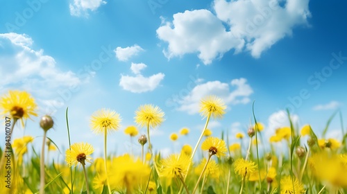 field of dandelions