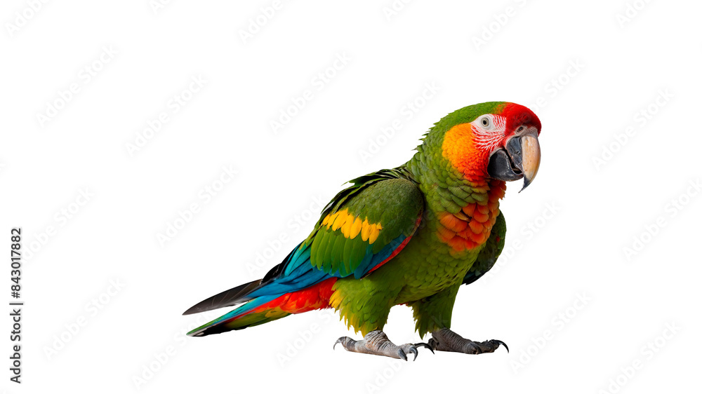 Obraz premium A colorful parrot is standing on a transparent background