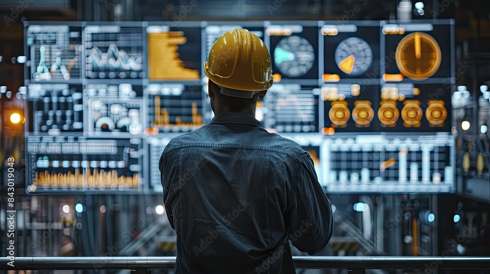 Real-time data analytics in construction with dashboards displaying live project metrics, highlighting responsiveness Real-time data analytics in construction with dashboards displaying live project metrics, highlighting responsiveness