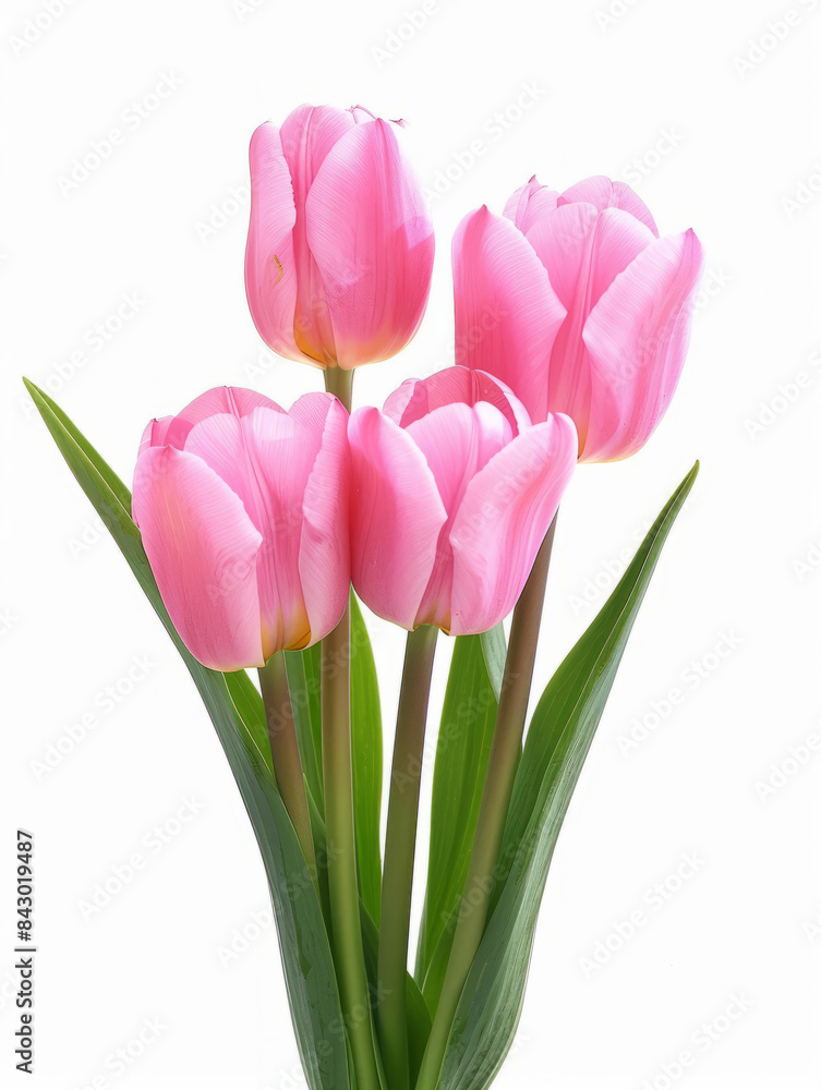 Beautiful pink tulips isolated on white background close up
Beautiful pink tulips isolated on white background close up
