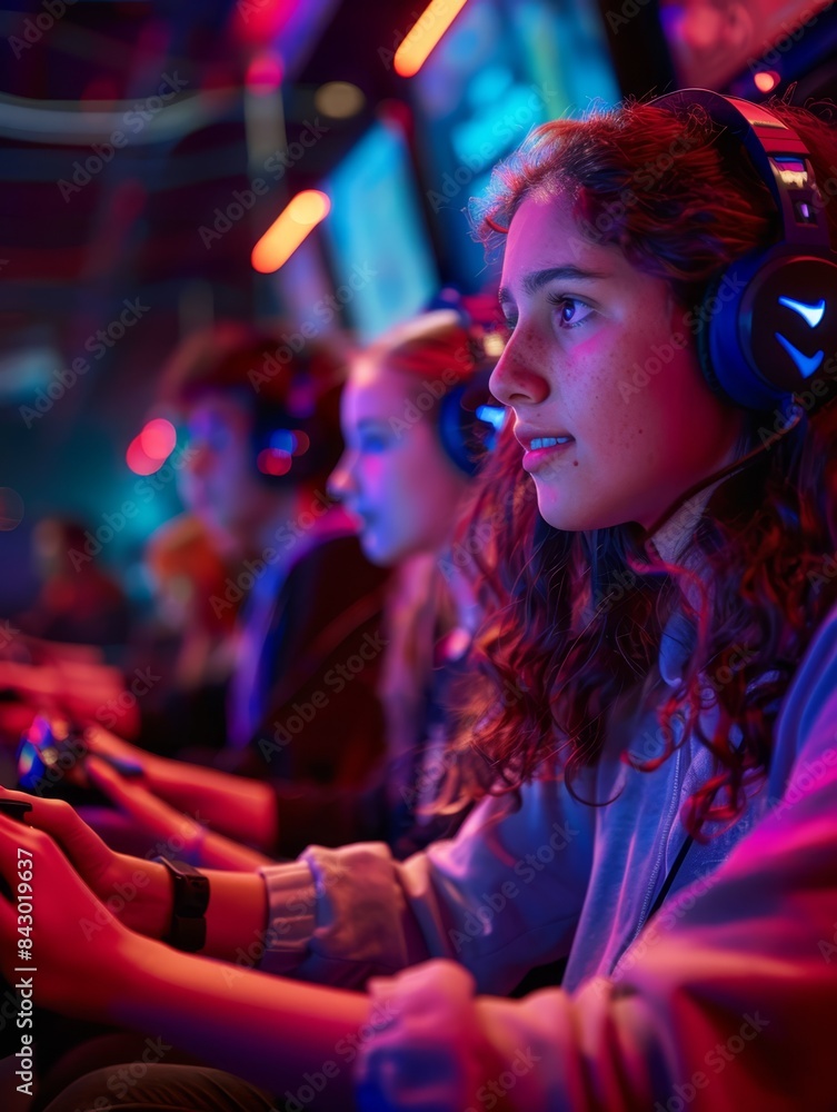 a group of people playing video games a group of people playing video games