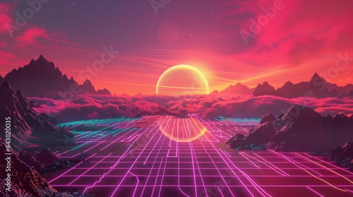 an image of a futuristic landscape with neon lights