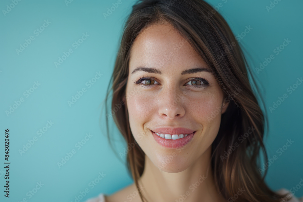 A close up portrait of a young woman with a subtle smile A close up portrait of a young woman with a subtle smile