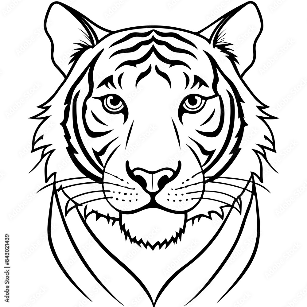 tiger cartoon line art outline coloring page nursery room decor illustration, isolated on transparent background tiger cartoon line art outline coloring page nursery room decor illustration, isolated on transparent background