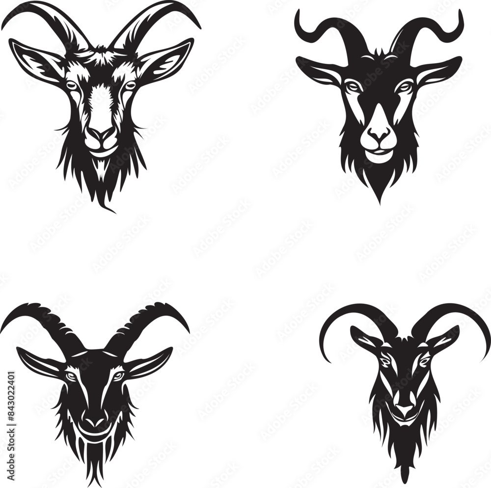 Goat animals head icon silhouette Goat animals head icon silhouette