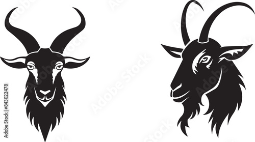 Goat animals head icon silhouette