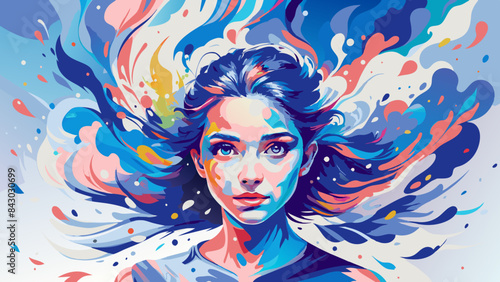 Vibrant Watercolor Woman Portrait - Artistic Imagination