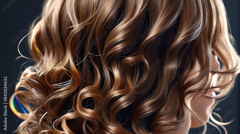 The luxurious hairstyle cascades down in elegant waves, capturing the essence of opulence from the back view, Generative AI The luxurious hairstyle cascades down in elegant waves, capturing the essence of opulence from the back view, Generative AI