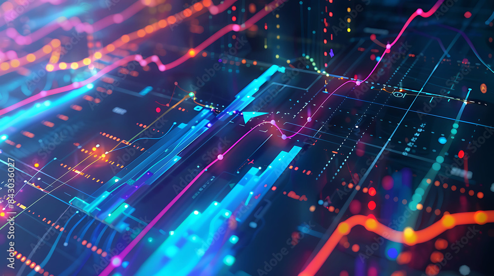 A business presentation where a marketer highlights SEO strategies using a colorful graph, captured in high-definition quality A business presentation where a marketer highlights SEO strategies using a colorful graph, captured in high-definition quality
