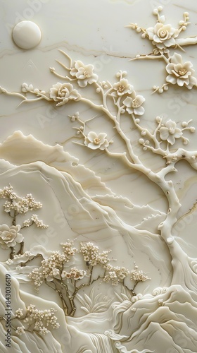 3d Chinese landscape Wallpaper Background golden art for digital printing wallpaper, mural, custom design wallpaper. AI generated illustration