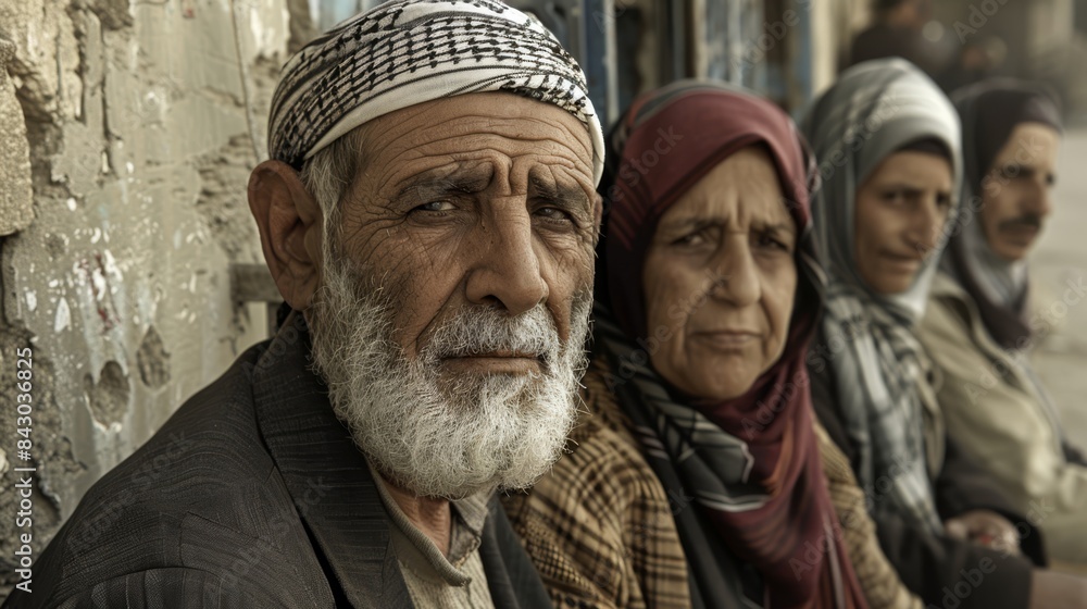 a group of elderly people sitting on a street a group of elderly people sitting on a street