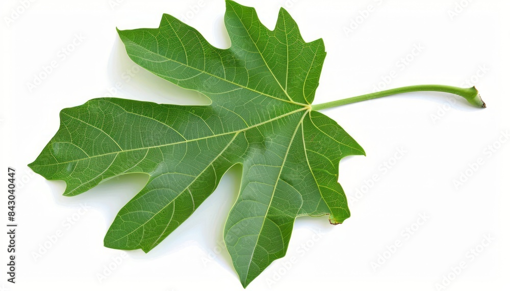 Single Green Papaya Leaf Isolated On White Background Single Green Papaya Leaf Isolated On White Background