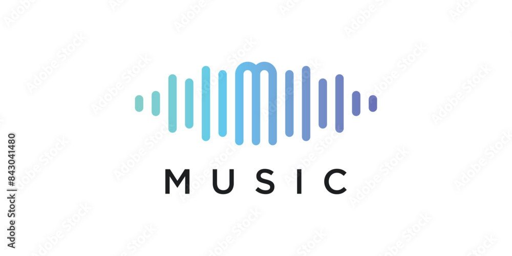 Letter M with sound wave music logo design. Premium Vector Letter M with sound wave music logo design. Premium Vector