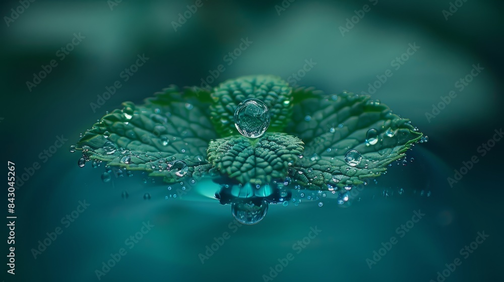 A close-up of a water droplet on a green leaf, with droplets on both its upper and lower surfaces A close-up of a water droplet on a green leaf, with droplets on both its upper and lower surfaces