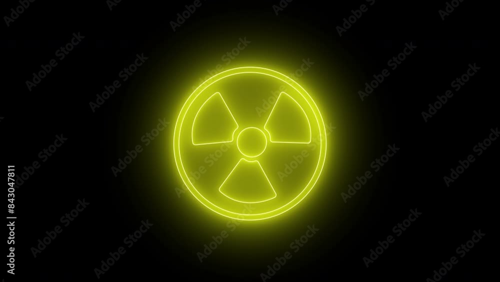 Radioactive material icon, neon style, vj loop animated, alpha transparent background. Radioactive material icon, neon style, vj loop animated, alpha transparent background.
