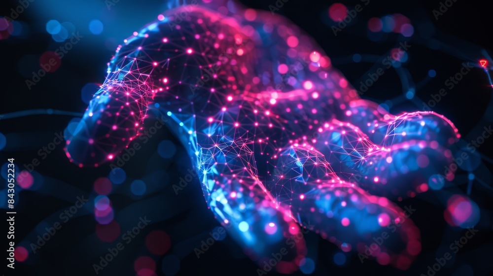 a hand with glowing dots on it a hand with glowing dots on it