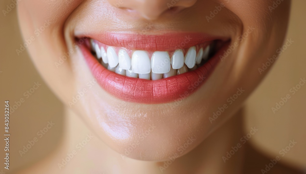 Obraz premium Close Up Of A Woman Smiling With White Teeth