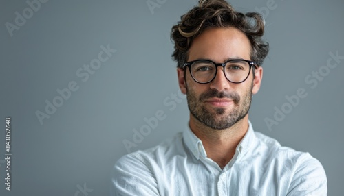 Portrait of a Man Wearing Glasses and a White Shirt © DigitalMuseCreations