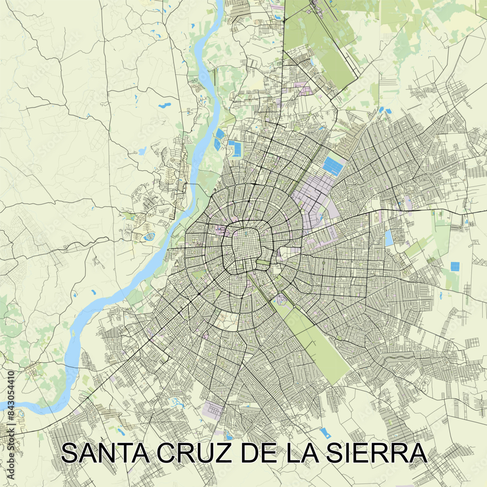 Naklejka premium Santa Cruz de la Sierra, Bolivia map poster art