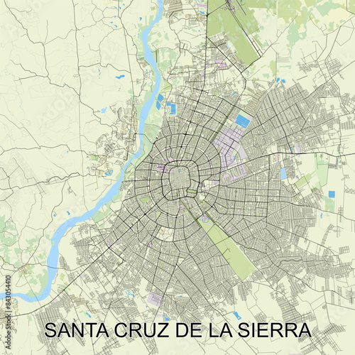 Santa Cruz de la Sierra, Bolivia map poster art