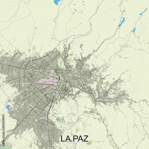 La Paz, Bolivia map poster art photo