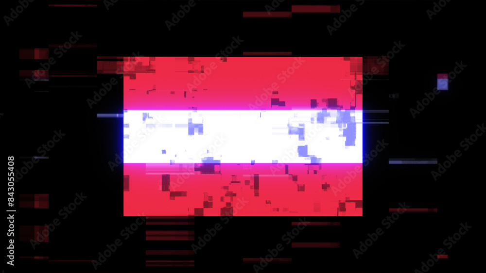 3D rendering flag Austria with screen effects of technological glitches 3D rendering flag Austria with screen effects of technological glitches