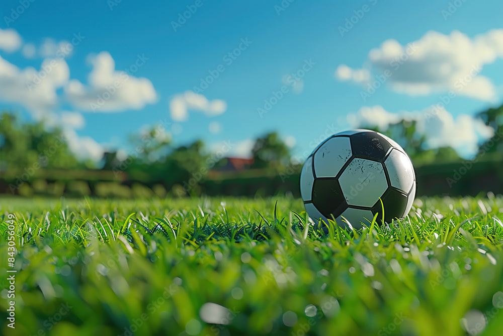 Fototapeta premium soccer ball on green grass