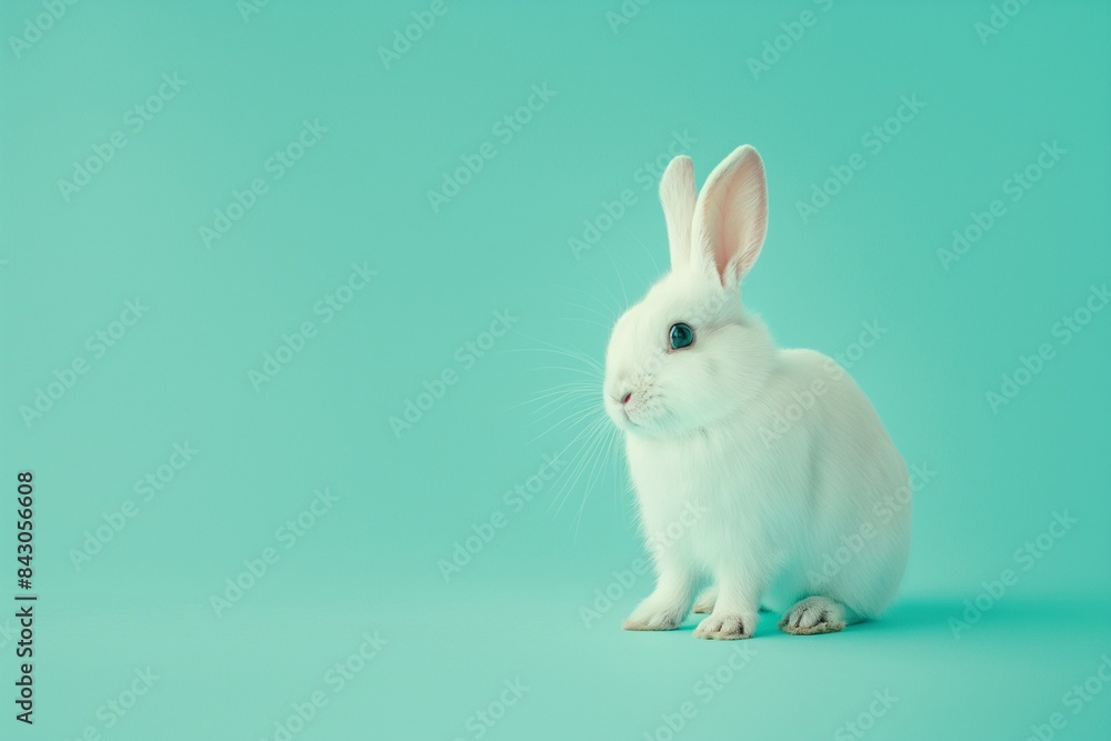 A studio photo of a cute rabbit against a background of pastel colours, taken with soft lighting. Space for copy. A studio photo of a cute rabbit against a background of pastel colours, taken with soft lighting. Space for copy.