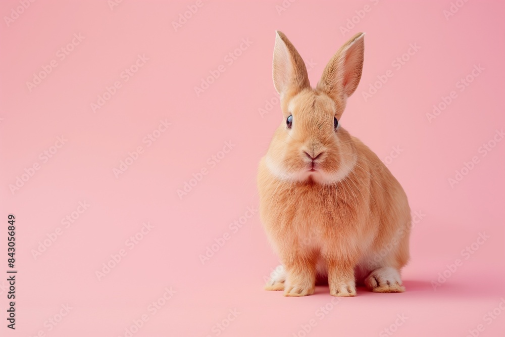 A studio photo of a cute rabbit against a background of pastel colours, taken with soft lighting. Space for copy. A studio photo of a cute rabbit against a background of pastel colours, taken with soft lighting. Space for copy.