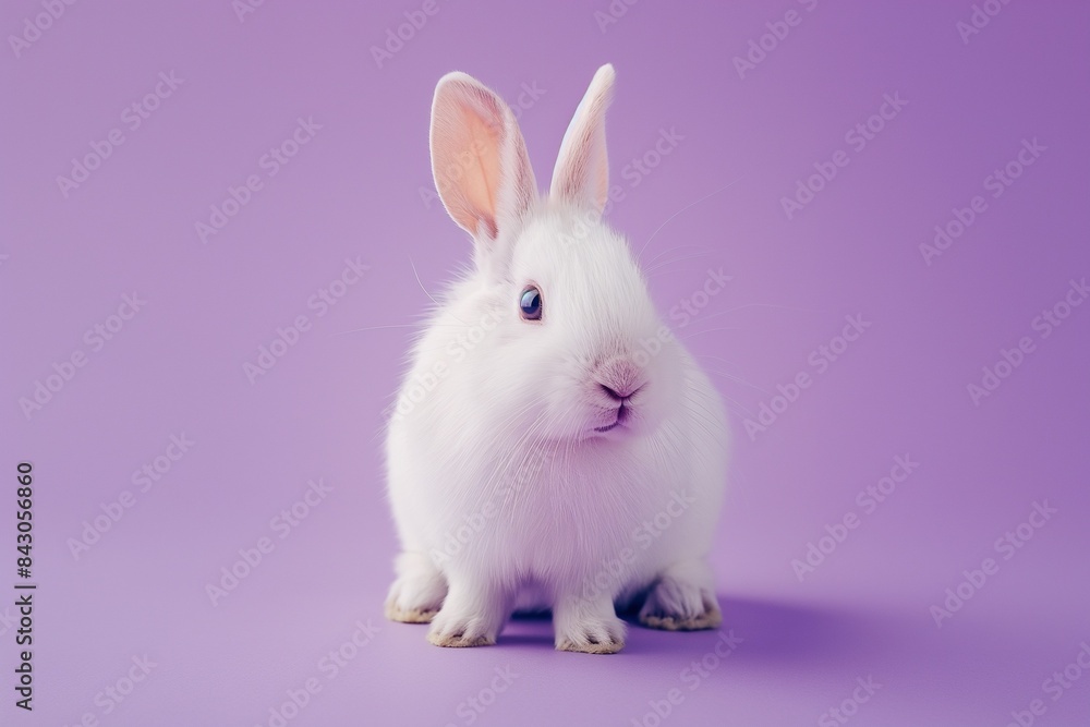 A studio photo of a cute rabbit against a background of pastel colours, taken with soft lighting. Space for copy. A studio photo of a cute rabbit against a background of pastel colours, taken with soft lighting. Space for copy.