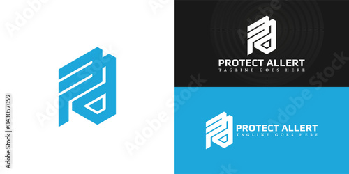 Abstract initial hexagon letters PA or AP logo in blue color isolated on multiple background colors. The logo is suitable for private investigators' logo vector design illustration inspiration